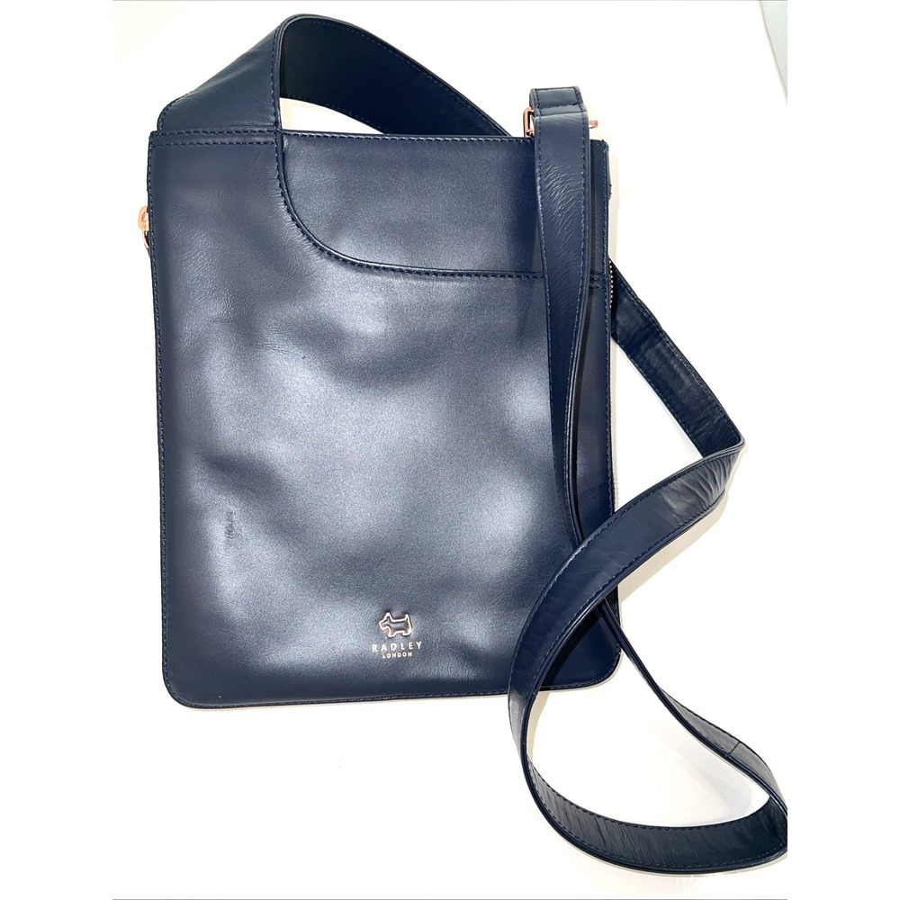 NEW RADLEY LONDON Leather Pockets Small Zip-Around Crossbody Handbag Blue Slim